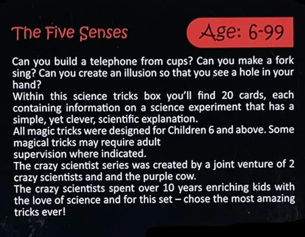 Hot The Purple Cow 20 Amazing Science Tricks - Five Senses