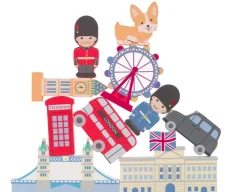 Hot Orange Tree Toys London Stacking Game - 10 Pieces