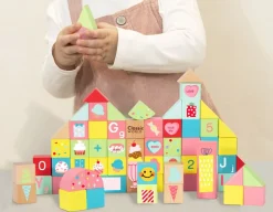 Discount Classic World Sweet Cube Blocks - 68 Wooden Pieces