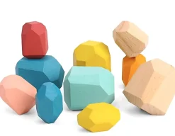 Hot Tooky Toy Wooden Stacking Stones - Set of 16